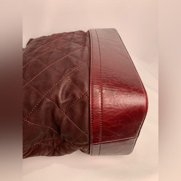 Chanel Burgundy Quilted Iridescent Calfskin Leather V*P Medium Shopping Tote Bag - Picture 5 of 16